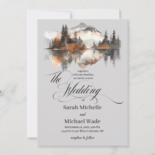 Mystic Autumn Calligraphy Wedding Invitation (Devant)