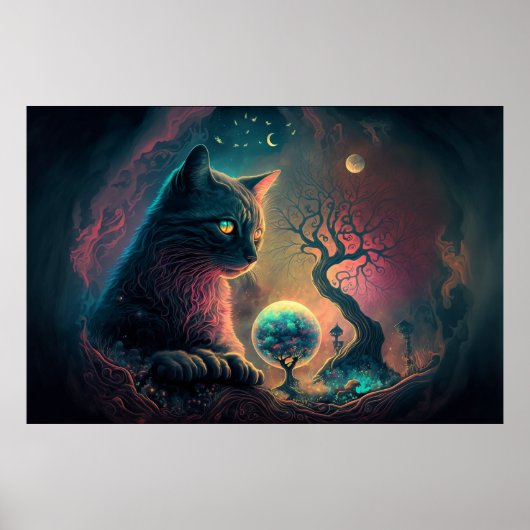 Mystic Black Cat Art Poster (Voorkant)