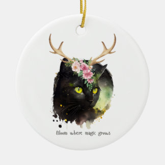 Mystic Bloom Cat Keramisch Ornament