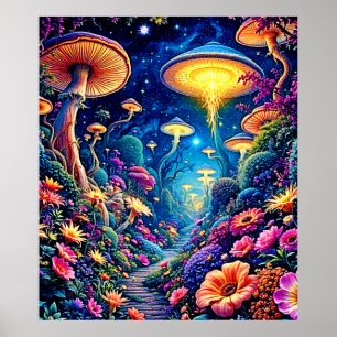 Mystic Bloom Forest onder de sterren Poster