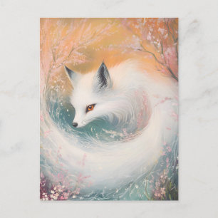 Mystic Bloom Spring Fox Waterverf Aankondigingskaart