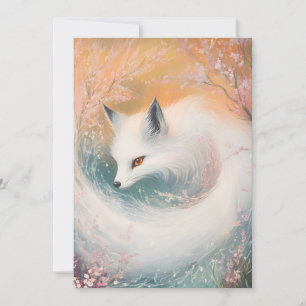 Mystic Bloom Spring Fox Waterverf Feestdagenkaart