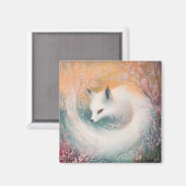 Mystic Bloom Spring Fox Waterverf Magneet (Voorkant / Achterkant)