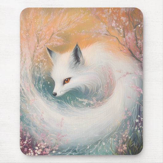 Mystic Bloom Spring Fox Waterverf Muismat (Voorkant)
