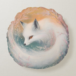 Mystic Bloom Spring Fox Waterverf Rond Kussen