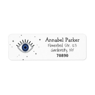 Mystic blue eye en sterren magisch design, kwaadaa etiket