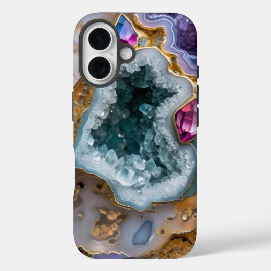 Mystic Blue Geode met gouden accenten – Crystal St Case-Mate iPhone Case (Achterkant)