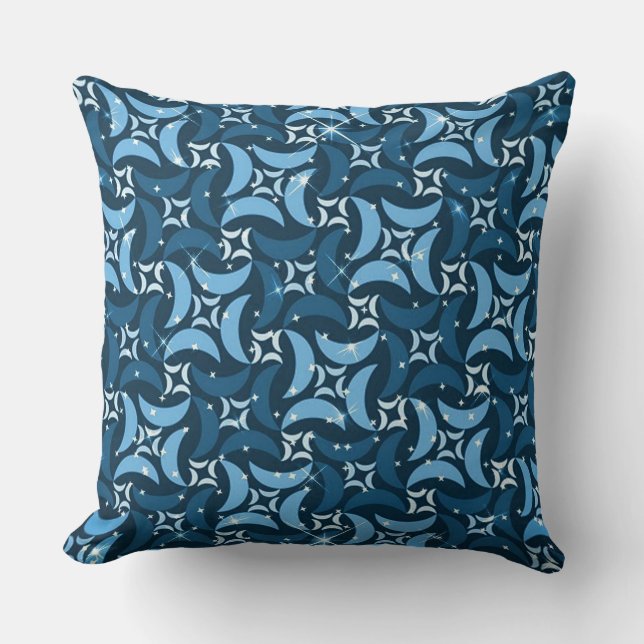 Mystic Blue Moons Pattern Sierkussen (Voorkant)
