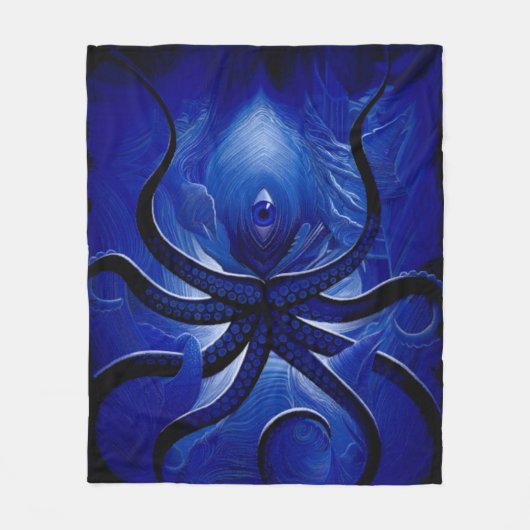 "Mystic Blue Octopus Blanket** Fleece Deken (Voorkant)