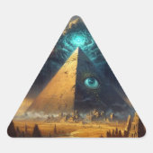 Mystic Blue Pyramid Art Driehoek Sticker (Voorkant)
