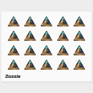 Mystic Blue Pyramid Art Driehoek Sticker