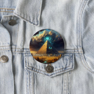 Mystic Blue Pyramid Art Ronde Button 7,6 Cm