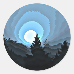Mystic Blue Sunrise Ronde Sticker