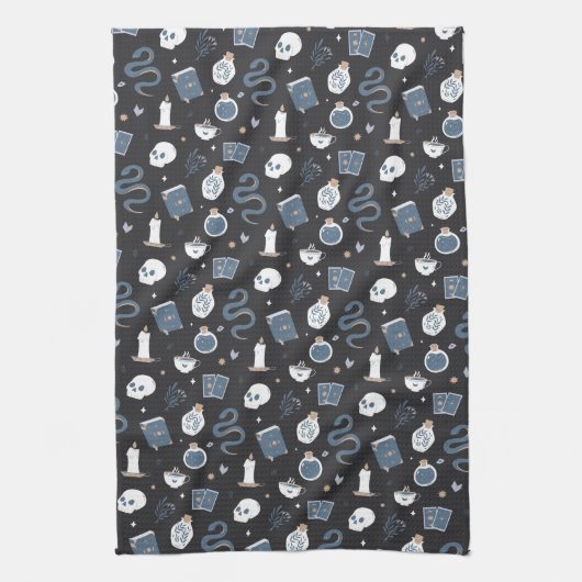 Mystic Boho Crystal Halloween Pattern Theedoek (Verticaal)