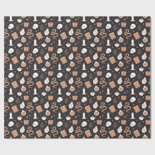 Mystic Boho Crystal Skull Snake Pattern Cadeaupapier (Vlak)