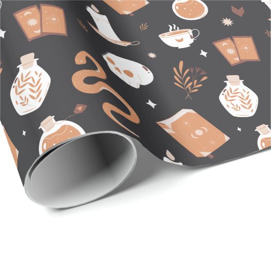 Mystic Boho Crystal Skull Snake Pattern Cadeaupapier (Rol Hoek)