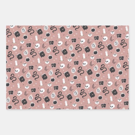 Mystic Boho Crystal Skull Snake Pattern Inpakpapier Vel (Voorkant)