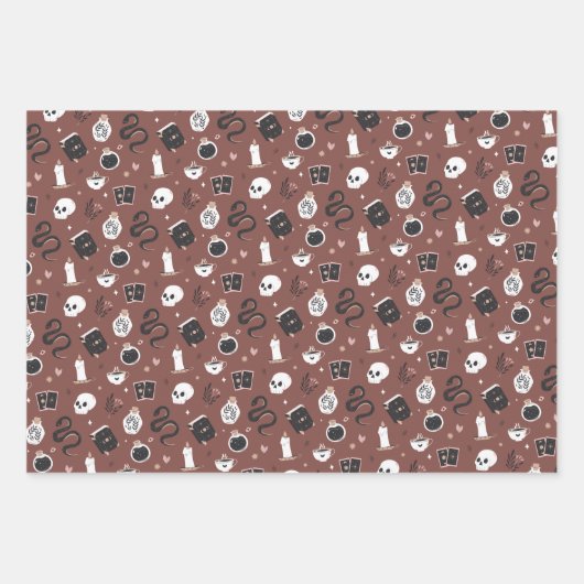 Mystic Boho Crystal Skull Snake Pattern Inpakpapier Vel (Voorkant)