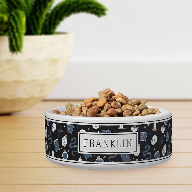 Mystic Boho Crystal Skull & Snake Pattern Pet Voerbakje (Creator heeft geüpload)