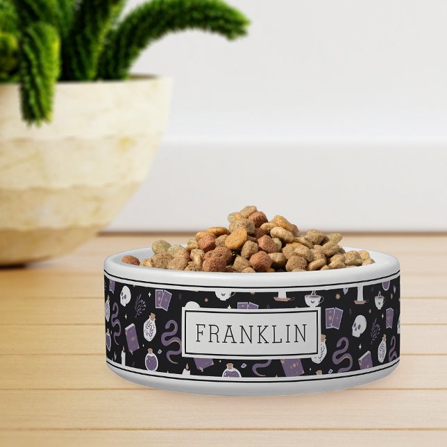 Mystic Boho Crystal Skull & Snake Pattern Pet Voerbakje (Creator heeft geüpload)