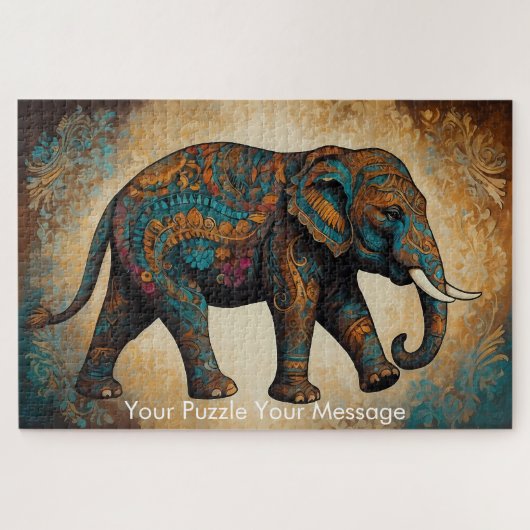 Mystic Boho Elephant Mandala Legpuzzel (Horizontaal)