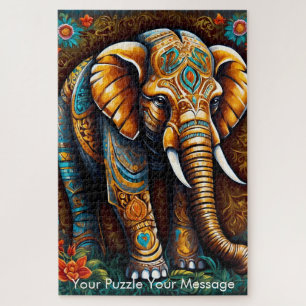 Mystic Boho Elephant Mandala Legpuzzel