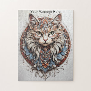 Mystic Boho Feline Cat Mandala Legpuzzel