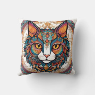Mystic Boho Feline Mandala Kussen