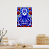 Mystic Buddha - Koele Blauwe & Rode Tonen Poster (Keuken)
