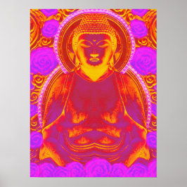 Mystic Buddha - Roze & Oranje levendige tonen Poster