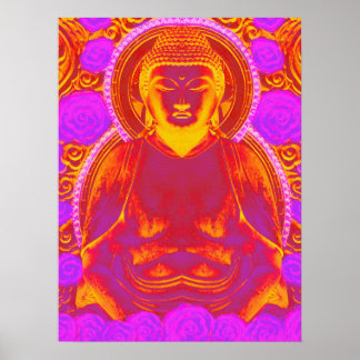 Mystic Buddha - Roze & Oranje levendige tonen Poster