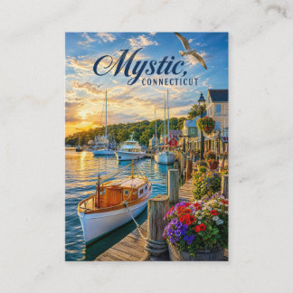Mystic, Connecticut Haven Zonsondergang Contactkaartje
