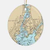 Mystic CT Chart Keramisch Ornament (Links)