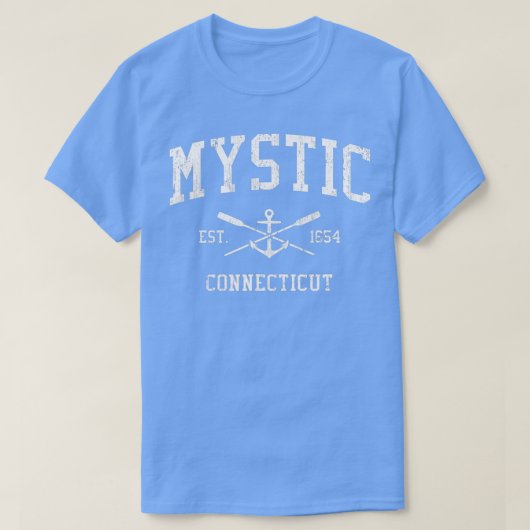 Mystic CT  Crossed Oars Boat Anchor Sports T-shirt (Design voorkant)
