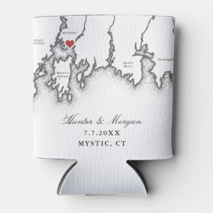 Mystic CT Kaart Elegant Zwart Wit Huwelijksgunst Blikjeskoeler