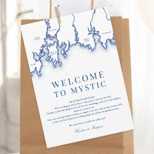 Mystic CT Kaart Trouwen Welkom Reisschema Marine B