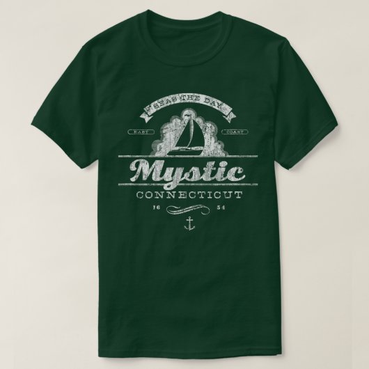 Mystic CT Sailboat  Nautical Throwback T-shirt (Design voorkant)