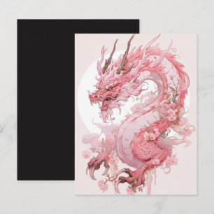 Mystic Dragon rose Lune Ancienne Carte postale O