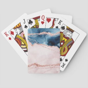 Mystic Elegance Blauwgroen Blauwe en Roos Gouden Pokerkaarten