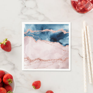 Mystic Elegance Blauwgroen Blauwe en Roos Gouden Servet