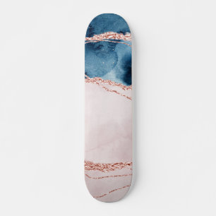 Mystic Elegance Blauwgroen Blauwe en Roos Gouden Skateboard