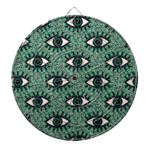 "Mystic Emerald Eyes" - Psychedelic Swirl Seamless Dartbord (Voorkant)