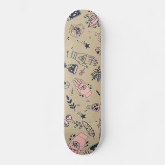Mystic Esoteric Pink Evil Hand Potion beige Skateboard