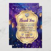 Mystic Fantasy Night Lantern & Bokeh Birthday Bedankkaart (Voorkant / Achterkant)