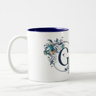 Mystic Floral Monogram Initiaal - letter G Tweekleurige Koffiemok