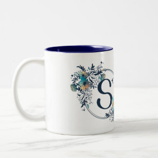 Mystic Floral Monogram Initiaal - letter S Tweekleurige Koffiemok