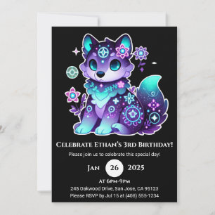 Mystic Flower Wolf Invitation d'anniversaire