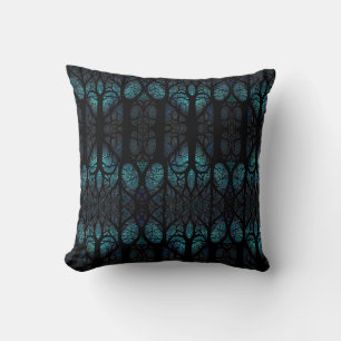 Mystic Forest Mozaïek Blauw & Zwart patroon Kussen