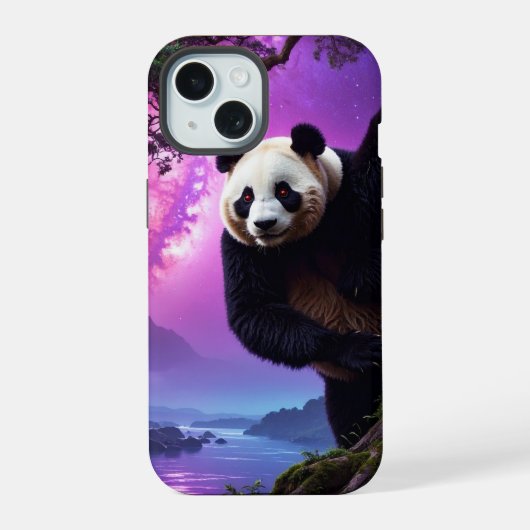 Mystic Forest Panda iPhone 15 Hoesje (Achterkant)