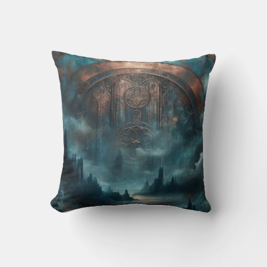 Mystic Gothic Art - Blue Copper Patina Decorative  Kussen (Voorkant)